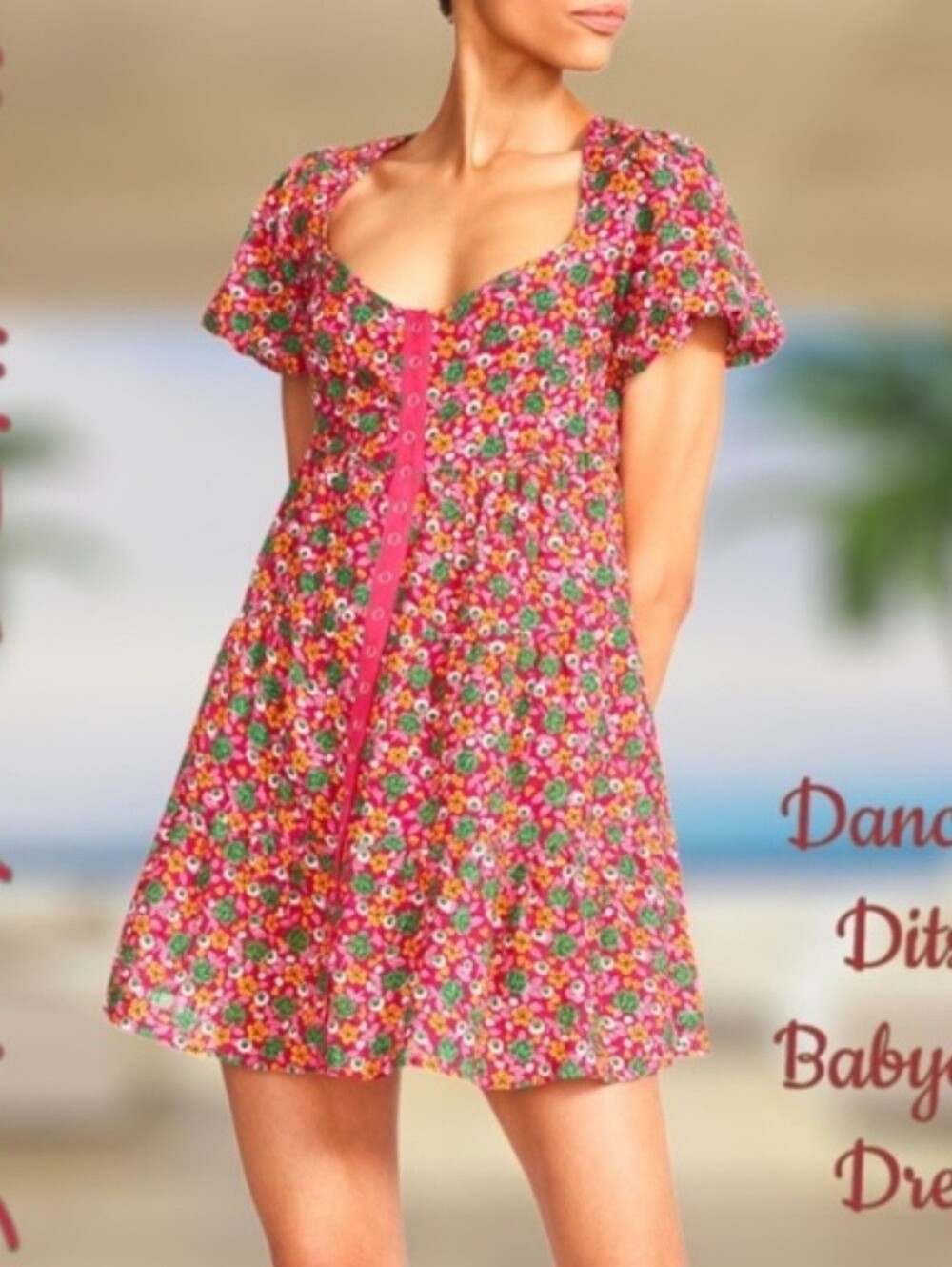 Betsey Johnson Vivacious Mini Floral Dress XXL Empire Waist Baby Doll NWT $109